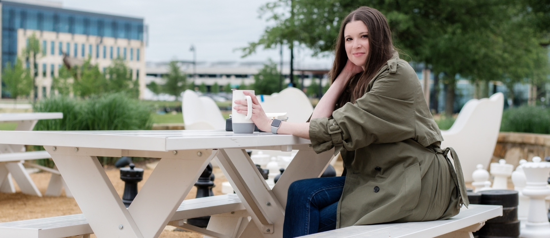 Jen Weaver sitting at a table